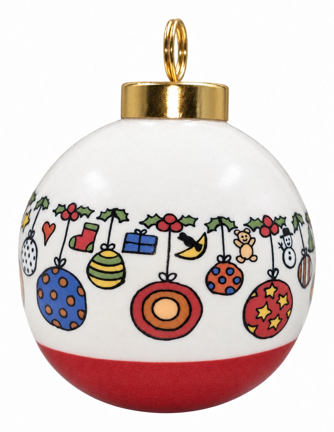 Farandole de boules de Noël — Boule en porcelaine 6 cm