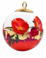 Boule de Noël fleurs réf. 01, fleurs rouges, dessous rouge orangé, vue 2
