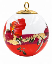 Boule de Noël fleurs réf. 01, fleurs rouges, dessous rouge orangé, vue 3