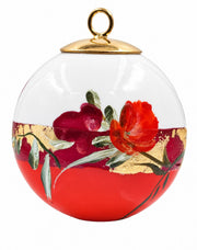 Boule de Noël fleurs réf. 01, fleurs rouges, dessous rouge orangé, vue 4