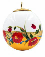 Boule de Noël fleurs réf. 02, fleurs rouges, dessous jaune, vue 2