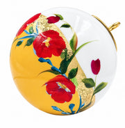 Boule de Noël fleurs réf. 02, fleurs rouges, dessous jaune, vue 4