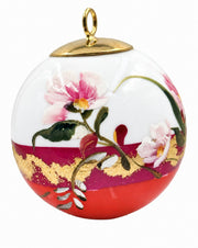 Boule de Noël fleurs réf. 03, fleurs roses et blanches, dessous rouge, vue 2