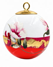 Boule de Noël fleurs réf. 03, fleurs roses et blanches, dessous rouge, vue 3