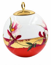 Boule de Noël fleurs réf. 03, fleurs roses et blanches, dessous rouge, vue 4