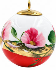 Boule de Noël fleurs réf. 04, fleurs roses, dessous rouge, vue 3
