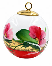 Boule de Noël fleurs réf. 04, fleurs roses, dessous rouge, vue 4