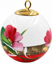 Boule de Noël fleurs réf. 04, fleurs roses, dessous rouge, vue 5
