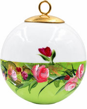Boule de Noël fleurs réf. 05, petites roses, dessous vert clair, vue 1