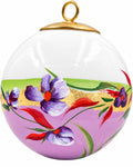 Boule de Noël fleurs réf. 06, fleurs violettes, dessous mauve, vue 1