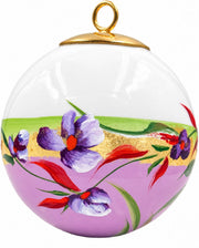 Boule de Noël fleurs réf. 06, fleurs violettes, dessous mauve, vue 1