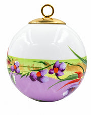 Boule de Noël fleurs réf. 06, fleurs violettes, dessous mauve, vue 3