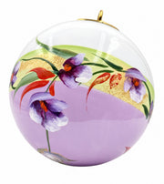 Boule de Noël fleurs réf. 06, fleurs violettes, dessous mauve, vue 4