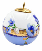 Boule de Noël fleurs réf. 07, fleurs bleues, dessous bleu lavande, vue 3