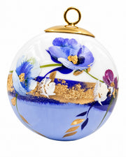 Boule de Noël fleurs réf. 07, fleurs bleues, dessous bleu lavande, vue 4