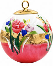 Boule de Noël fleurs réf. 08, bouquets roses et bleus, dessous rose, vue 2