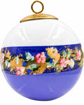 Boule de Noël fleurs réf. 09, petites fleurs multicolores, dessous bleu violet, vue 1