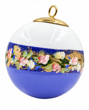 Boule de Noël fleurs réf. 09, petites fleurs multicolores, dessous bleu violet, vue 2