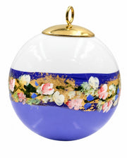 Boule de Noël fleurs réf. 09, petites fleurs multicolores, dessous bleu violet, vue 3