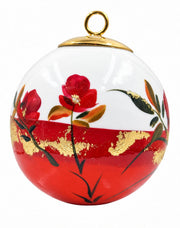 Boule de Noël fleurs réf. 10, fleurs rouges, dessous rouge orangé, vue 2