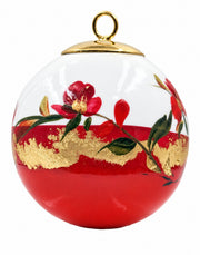 Boule de Noël fleurs réf. 10, fleurs rouges, dessous rouge orangé, vue 4