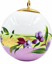 Boule de Noël fleurs réf. 11, fleurs violettes, dessous mauve clair, vue 2
