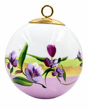Boule de Noël fleurs réf. 11, fleurs violettes, dessous mauve clair, vue 3