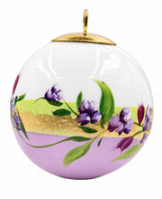Boule de Noël fleurs réf. 11, fleurs violettes, dessous mauve clair, vue 4