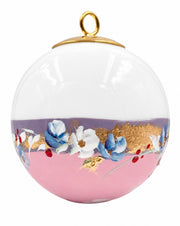 Boule de Noël fleurs réf. 12, fleurs bleues et blanches, dessous rose, vue 2