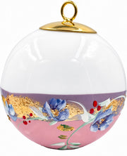Boule de Noël fleurs réf. 12, fleurs bleues et blanches, dessous rose, vue 3