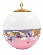 Boule de Noël fleurs réf. 12, fleurs bleues et blanches, dessous rose, vue 4
