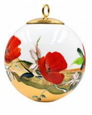 Boule de Noël fleurs réf. 13, fleurs rouges, dessous jaune, vue 2