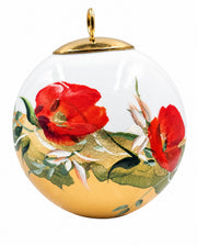 Boule de Noël fleurs réf. 13, fleurs rouges, dessous jaune, vue 3