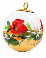 Boule de Noël fleurs réf. 13, fleurs rouges, dessous jaune, vue 5
