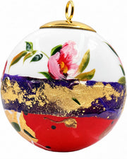 Boule de Noël fleurs réf. 14, fleurs roses, dessous rouge, vue 2