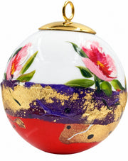 Boule de Noël fleurs réf. 14, fleurs roses, dessous rouge, vue 3