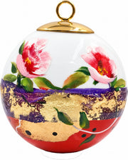 Boule de Noël fleurs réf. 14, fleurs roses, dessous rouge, vue 4