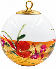 Boule de Noël fleurs réf. 15, fleurs orangées, dessous jaune, vue 2