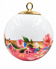 Boule de Noël fleurs réf. 17, fleurs roses, dessous rose, vue 2