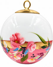 Boule de Noël fleurs réf. 17, fleurs roses, dessous rose, vue 3