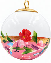 Boule de Noël fleurs réf. 17, fleurs roses, dessous rose, vue 4