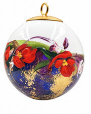 Boule de Noël fleurs réf. 18, fleurs rouges et blanches, dessous violet sombre, vue 4