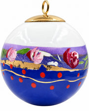 Boule de Noël fleurs réf. 20, petites roses, dessous bleu violet, vue 2