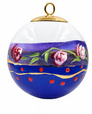 Boule de Noël fleurs réf. 20, petites roses, dessous bleu violet, vue 3