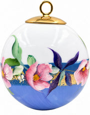 Boule de Noël fleurs réf. 21, fleurs roses et blanches, dessous bleu, vue 4