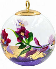 Boule de Noël fleurs réf. 22, fleurs violettes et blanches, dessous violet, vue 5