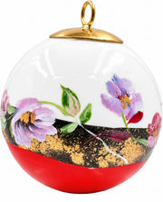 Boule de Noël fleurs réf. 23, fleurs mauves et pourpres, dessous rouge, vue 3