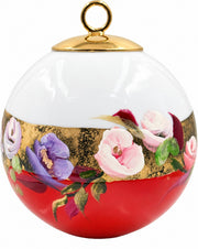 Boule de Noël fleurs réf. 24, roses et fleurs violettes, dessous rouge, vue 2