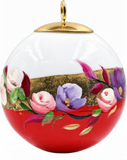 Boule de Noël fleurs réf. 24, roses et fleurs violettes, dessous rouge, vue 3