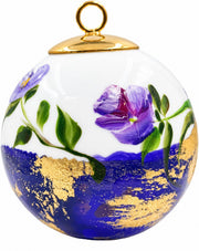 Boule de Noël fleurs réf. 25, fleurs bleues et violettes, dessous bleu violet sombre, vue 4